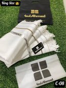 Premium Wool Shawl White Gold Border 3 Yards