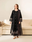 Black Embroidered Lawn 3Pcs Set for Women